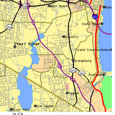 Zip code 10962 close-up map