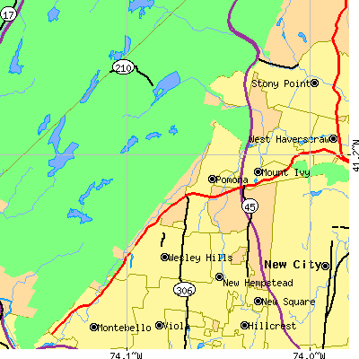 Zip code 10970 close-up map