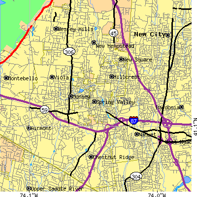Zip code 10977 close-up map