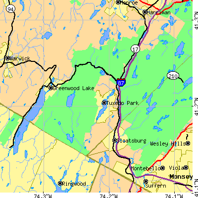Zip code 10987 close-up map
