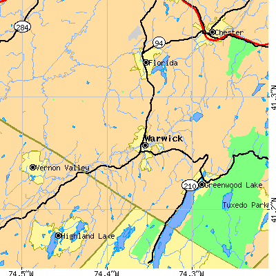 Zip code 10990 close-up map