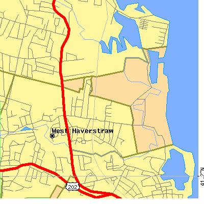 Zip code 10993 close-up map