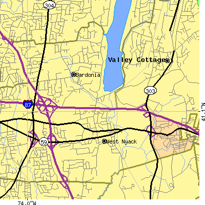Zip code 10994 close-up map