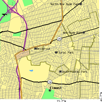 Zip code 11001 close-up map