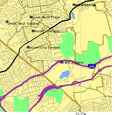 Zip code 11020 close-up map