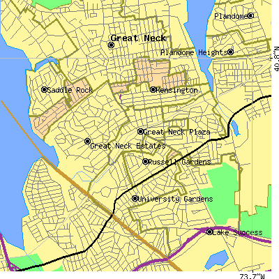 Zip code 11021 close-up map