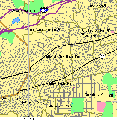 Zip code 11040 close-up map