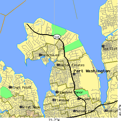 Zip code 11050 close-up map