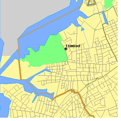 Zip code 11096 close-up map