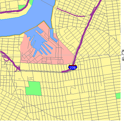 Zip code 11205 close-up map