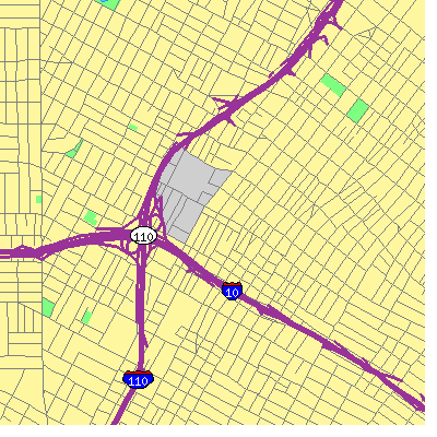 Zip code 90015 close-up map