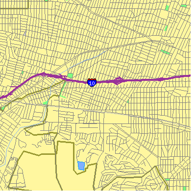 Zip code 90016 close-up map