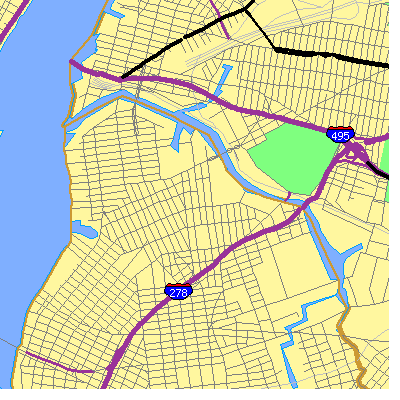 Zip code 11222 close-up map