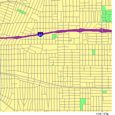 Zip code 90018 close-up map