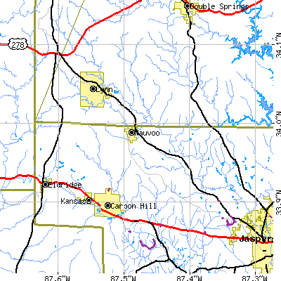 Zip code 35578 close-up map