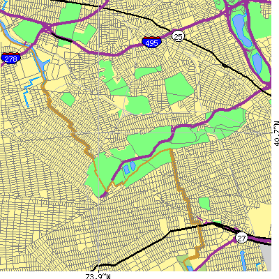 Zip code 11385 close-up map
