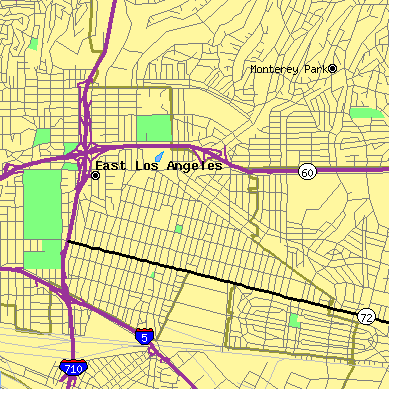 Zip code 90022 close-up map