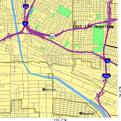 Zip code 90023 close-up map