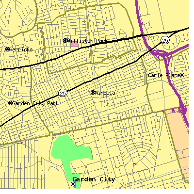 Zip code 11501 close-up map