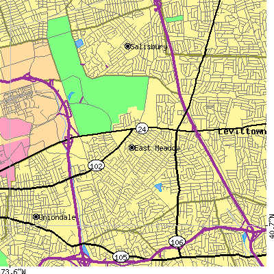 Zip code 11554 close-up map