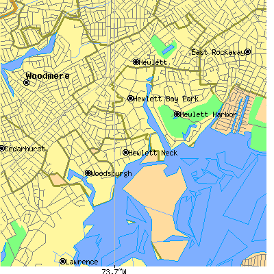Zip code 11557 close-up map