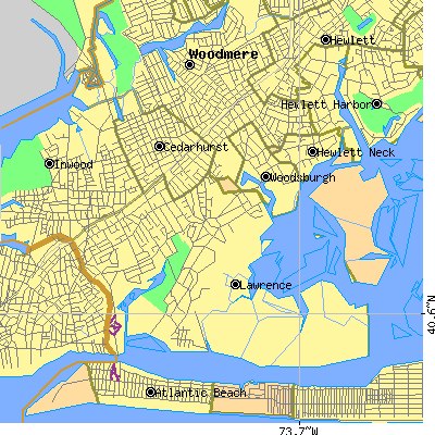 Zip code 11559 close-up map