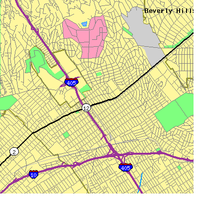 Zip code 90025 close-up map