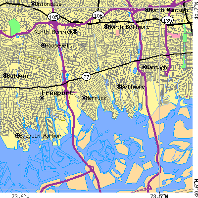 Zip code 11566 close-up map