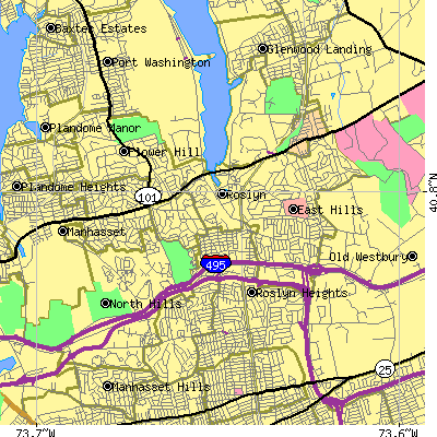 Zip code 11576 close-up map