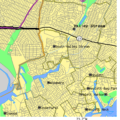 Zip code 11581 close-up map