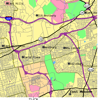 Zip code 11590 close-up map
