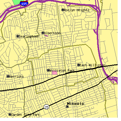 Zip code 11596 close-up map