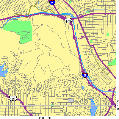 Zip code 90027 close-up map