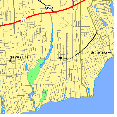 Zip code 11705 close-up map