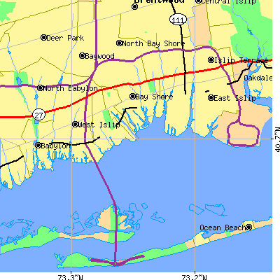 Zip code 11706 close-up map