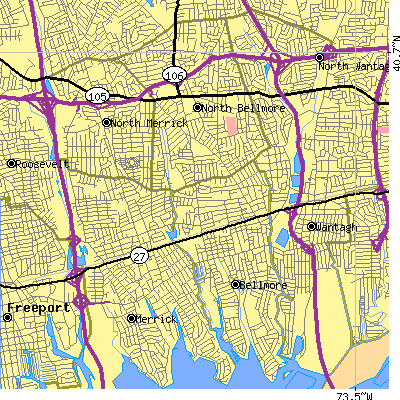 Zip code 11710 close-up map