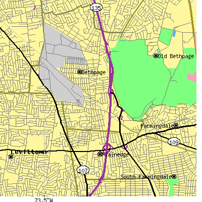 Zip code 11714 close-up map