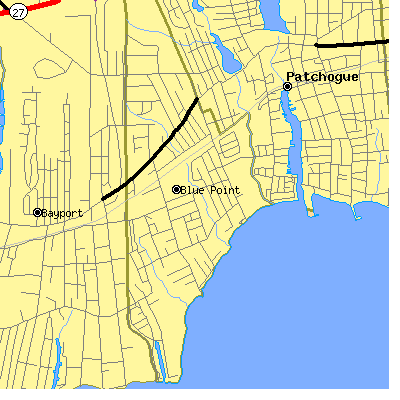 Zip code 11715 close-up map