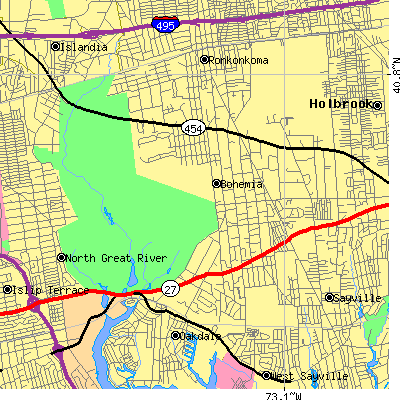Zip code 11716 close-up map
