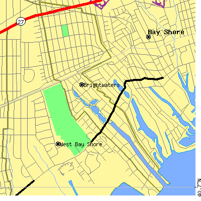 Zip code 11718 close-up map