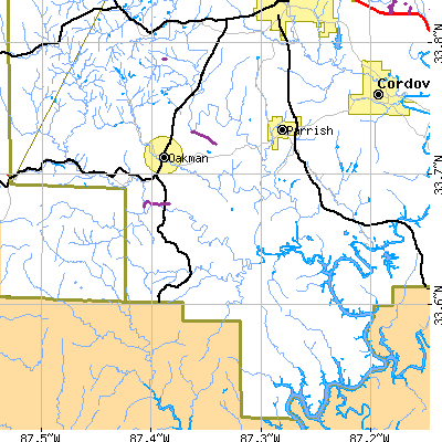 Zip code 35579 close-up map