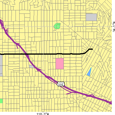 Zip code 90029 close-up map