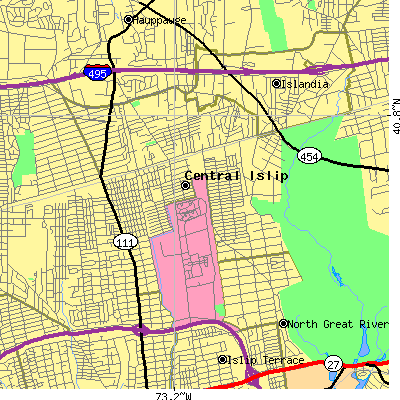 Zip code 11722 close-up map
