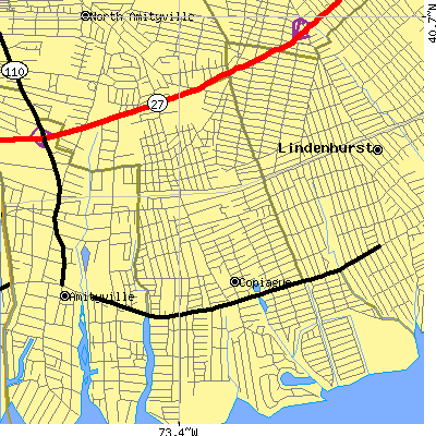 Zip code 11726 close-up map