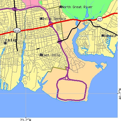 Zip code 11730 close-up map