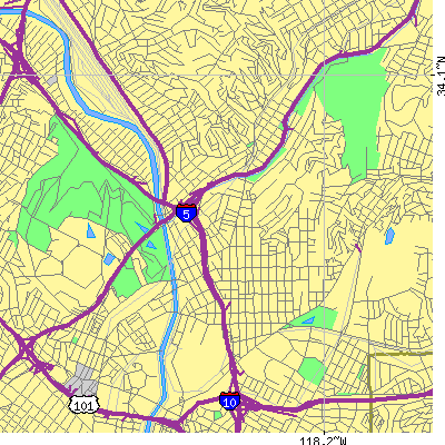 Zip code 90031 close-up map