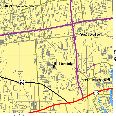 Zip code 11741 close-up map