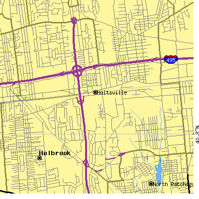 Zip code 11742 close-up map