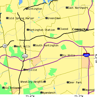 Zip code 11746 close-up map