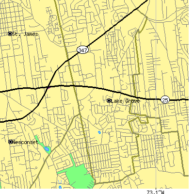 Zip code 11755 close-up map